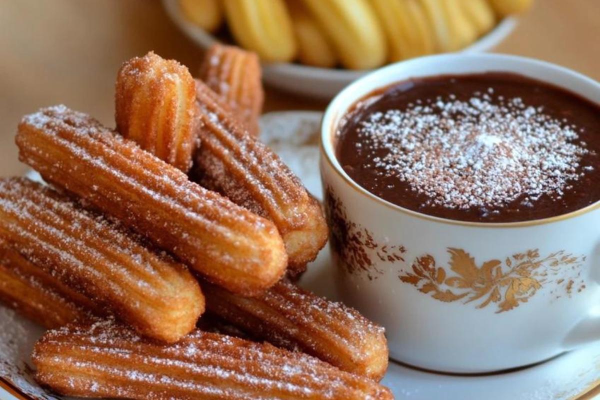 Baked churros dusted with cinnamon sugar on a plate for a healthier alternative to traditional deep-fried churros.