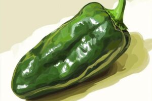 "Fresh poblano peppers on a cutting board, showcasing their nutritional benefits including fiber, vitamins, and low calories"

