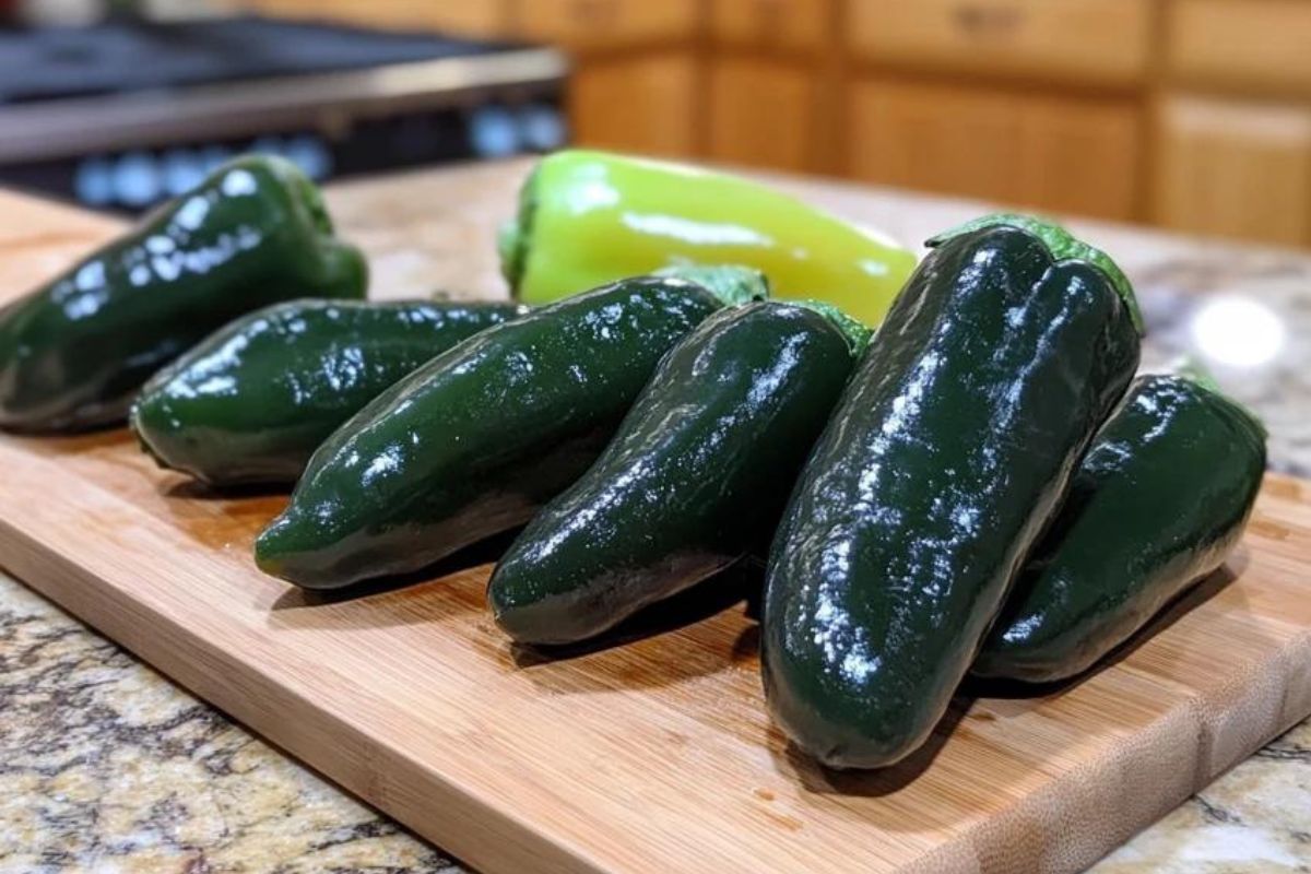 Close-up of fresh poblano peppers, rich in vitamins and antioxidants, promoting health benefits like boosting immunity and supporting heart health.