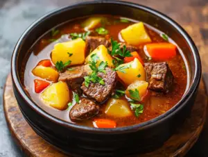 What is the beef stew setting on Instant Pot? 4 Instant Pot displaying beef stew setting with a rich, hearty stew in progress