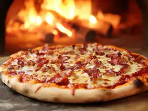 What is the ideal temperature for a pizza oven? 2 "Image showing the ideal pizza oven temperature for wood-fired and home ovens."