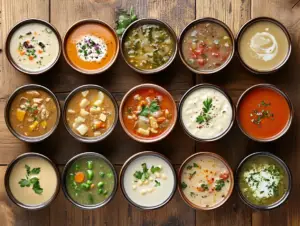 Who sells Weight Watchers soups? 4 A bowl of Weight Watchers-friendly soup with lean chicken, vegetables, and a low-sodium broth, served with a spoon on the side.