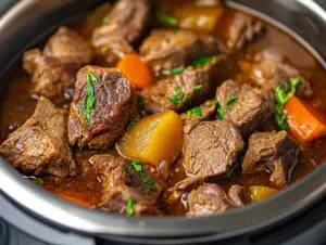 Why is my stew meat tough in Instant Pot? 3 Tender Instant Pot stew meat in a rich, flavorful broth