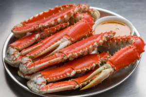 A comparison of boiled and baked snow crab legs on a plate, showcasing the difference in texture and flavor.