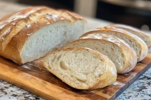 "Soft and fluffy sourdough sandwich bread loaf cooling on a wire rack" 