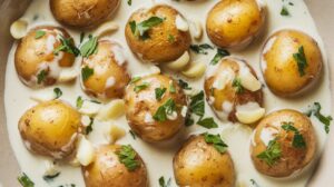 Creamy Garlic Sauce Baby Potatoes Recipe – A Delicious & Indulgent Side Dish