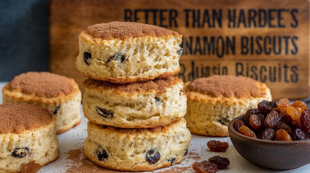 Flaky homemade cinnamon raisin biscuits with raisins and cinnamon, better than Hardee's version.