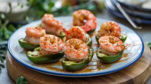 Fiery Cajun Shrimp Jalapeños stuffed with shrimp, cream cheese, and Cajun seasoning, baked to perfection. A spicy, flavorful appetizer.

