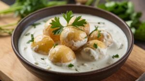 Creamy Garlic Sauce Baby Potatoes Recipe – A Delicious & Indulgent Side Dish