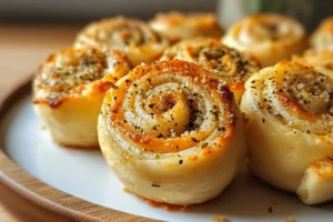 Parmesan Garlic Pizza Rolls served with dipping sauces