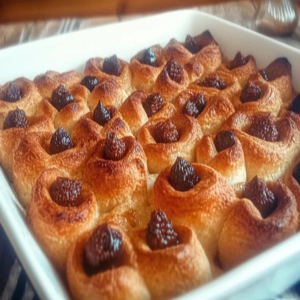 Cheesecake Crescent Rolls Casserole with cinnamon-sugar topping in a baking dish