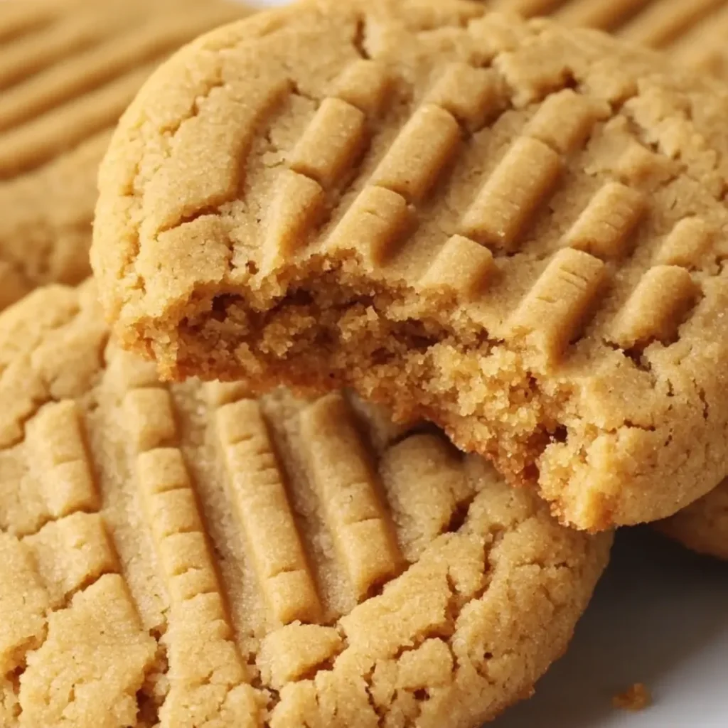 Freshly baked peanut butter cookies on a cooling rack