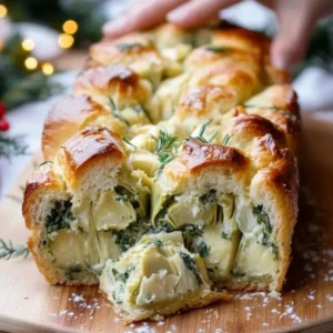 Spinach Artichoke Dip Pull-Apart Christmas Bread – Festive Holiday Appetizer