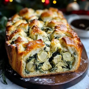 Spinach Artichoke Dip Pull-Apart Christmas Bread – Festive Holiday Appetizer