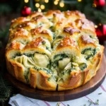 Spinach Artichoke Dip Pull-Apart Christmas Bread 7 iymarecipes Spinach Artichoke Dip Pull-Apart Christmas Bread – Festive Holiday Appetizer