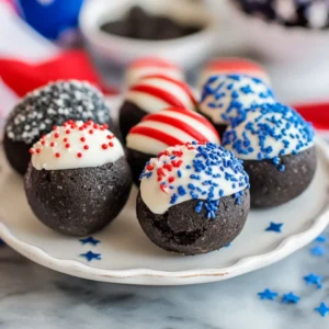 Patriotic Oreo Balls – Easy No-Bake Red, White & Blue Dessert