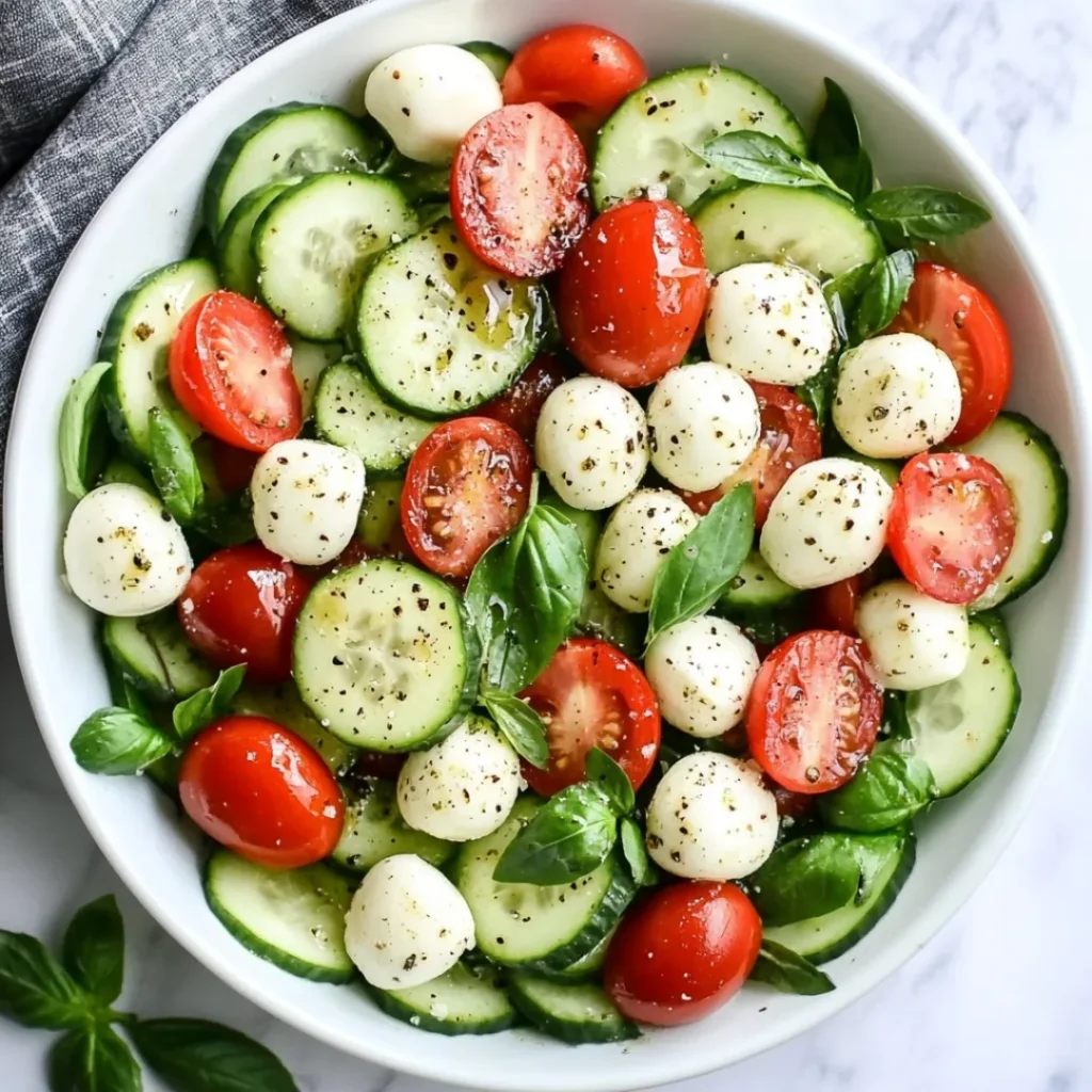 Easy Cucumber Caprese Salad