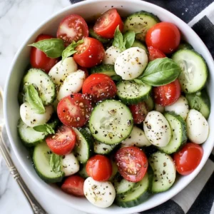Easy Cucumber Caprese Salad