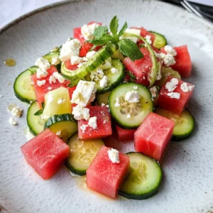 Easy Watermelon Salad with Cucumber & Feta