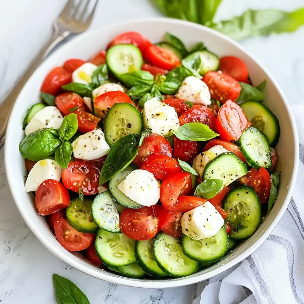 Easy Cucumber Caprese Salad for Summer