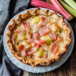 Old-Fashioned Rhubarb Custard Pie Recipe – Sweet, Tangy & Creamy