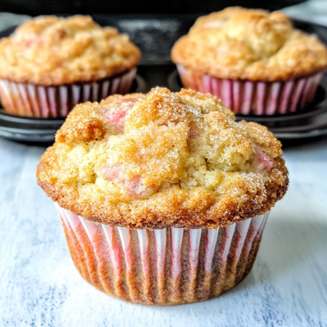 Rhubarb Muffins with Greek Yogurt – Moist, Tangy & Easy
