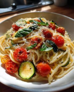 Fresh Garden Tomato Zucchini Pasta