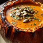 Pumpkin Soup in a Pumpkin Bowl