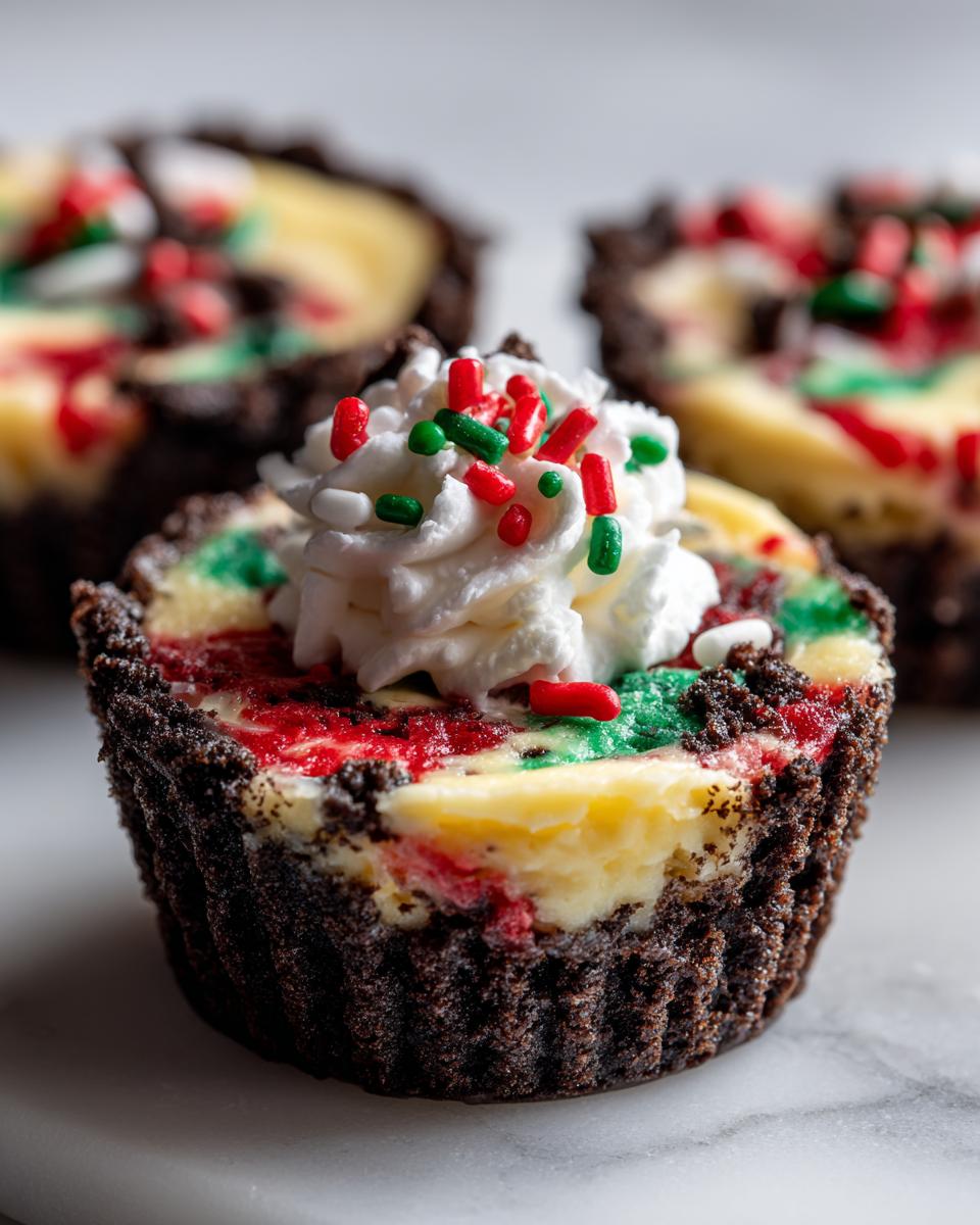 Mini Christmas Cheesecakes with Oreo Crust - detail 1