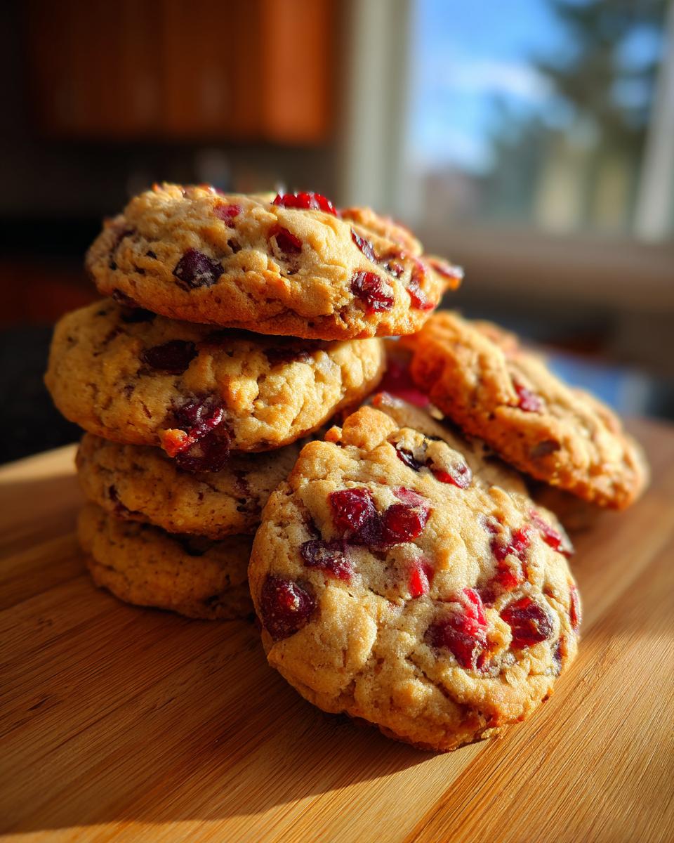 A stack of delicious Best Christmas Cranberry Orange Cookies, showcasing dried cranberries and orange zest.