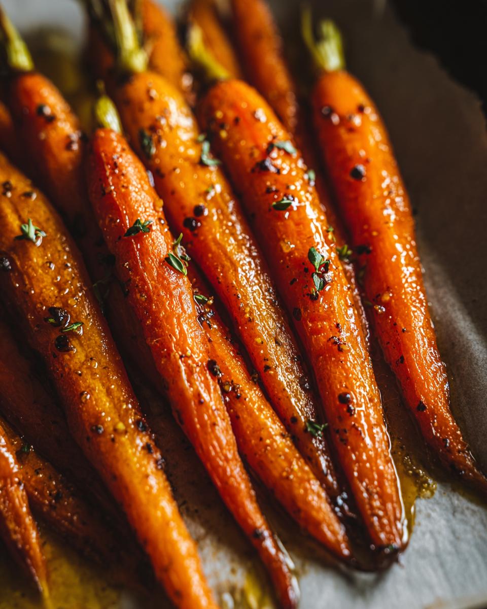 Close-up of perfectly glazed carrots, seasoned and ready to eat. The image shows the delicious Glazed Carrots.