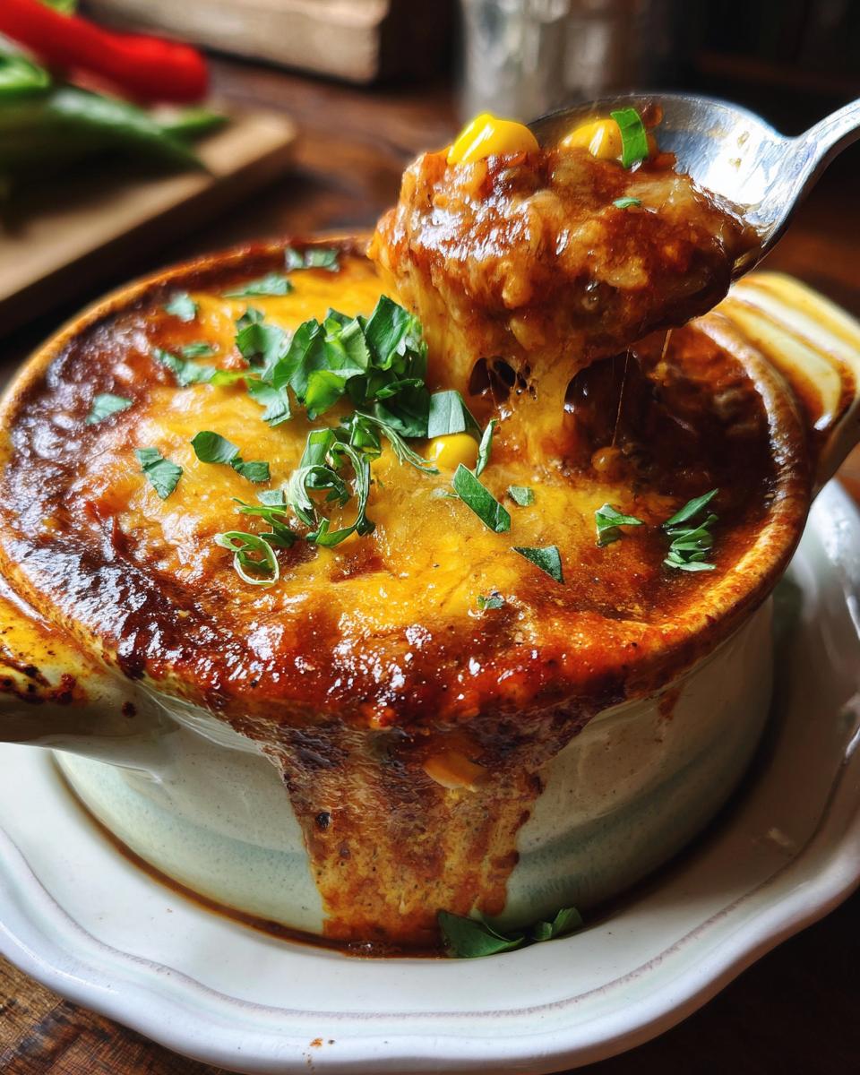 Close-up of Instant Pot Chicken Enchilada Soup in a bowl, with cheese and a spoonful being lifted.