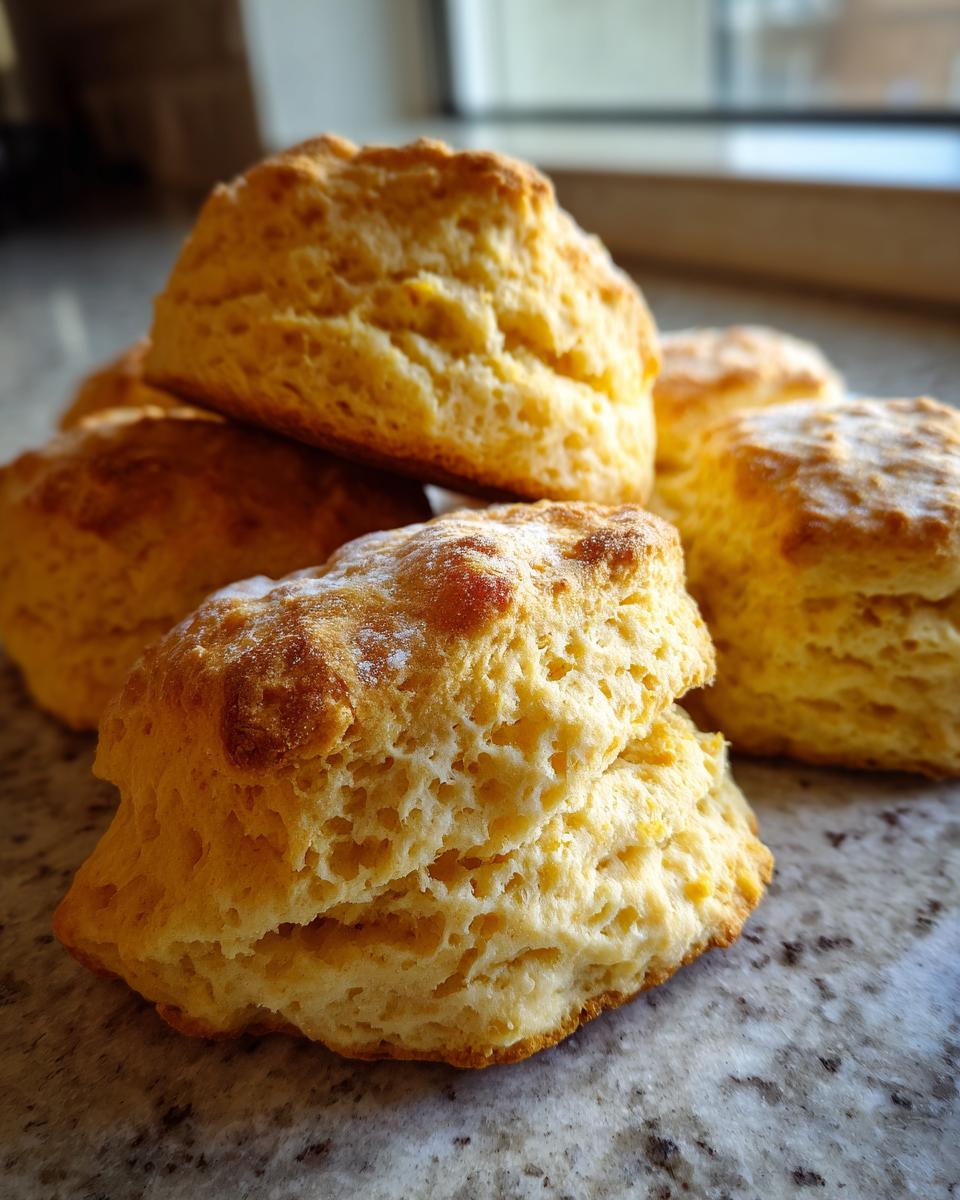Close-up of a stack of freshly baked Pumpkin Biscuits, golden brown and fluffy.