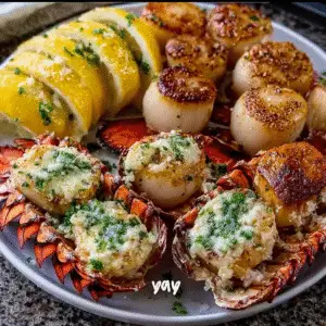 WOULD YOU EAT THIS GARLIC BUTTER LOBSTER AND SCALLOPS