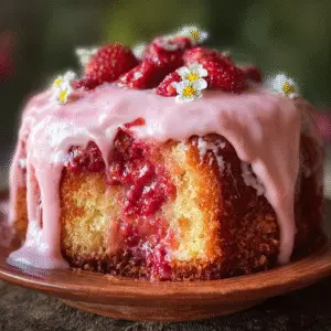Strawberry Honeybun Cake with Strawberry Cream Icing
