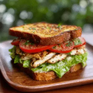 Garlic Butter Lettuce, Tomato & Grilled Chicken Sandwich