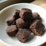 Close-up of homemade Chicken Liver Cat Treats in a white bowl, ready to serve.
