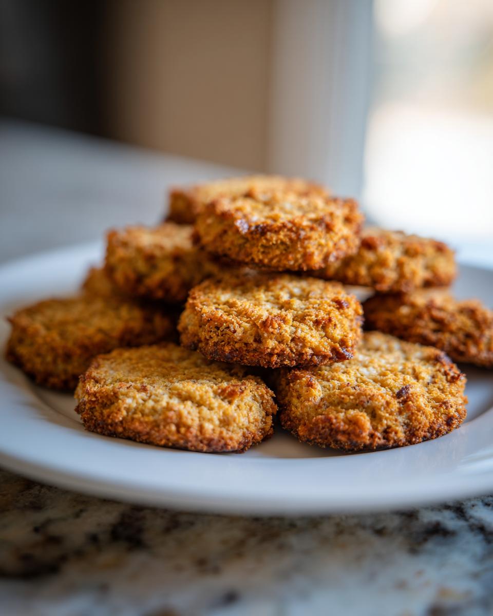 Pile of homemade Grain-Free Cat Treats on a white plate, ready to be enjoyed.