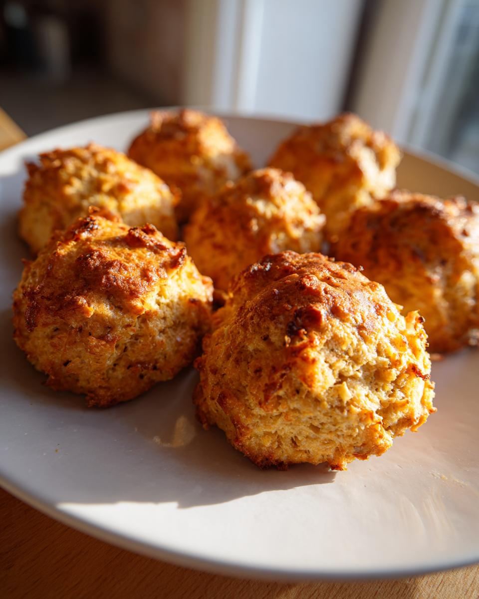 Close-up of freshly baked Grain-Free Fish Cat Treats on a plate, golden brown and delicious.