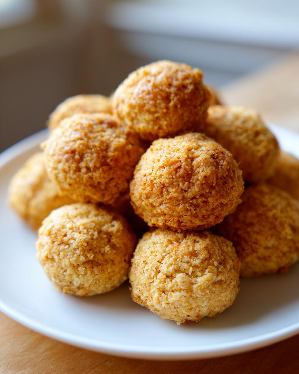 A close-up of a pile of Grain-Free Fish Cat Treats on a white plate, ready to be enjoyed by your cat.