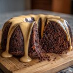 A slice of Guinness Chocolate Bundt with Irish Buttercream, a delicious dessert.