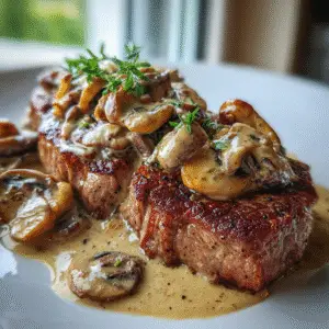 Pan-Seared Steak with Creamy Mushroom Sauce