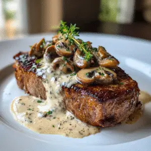 Pan-Seared Steak with Creamy Mushroom Sauce