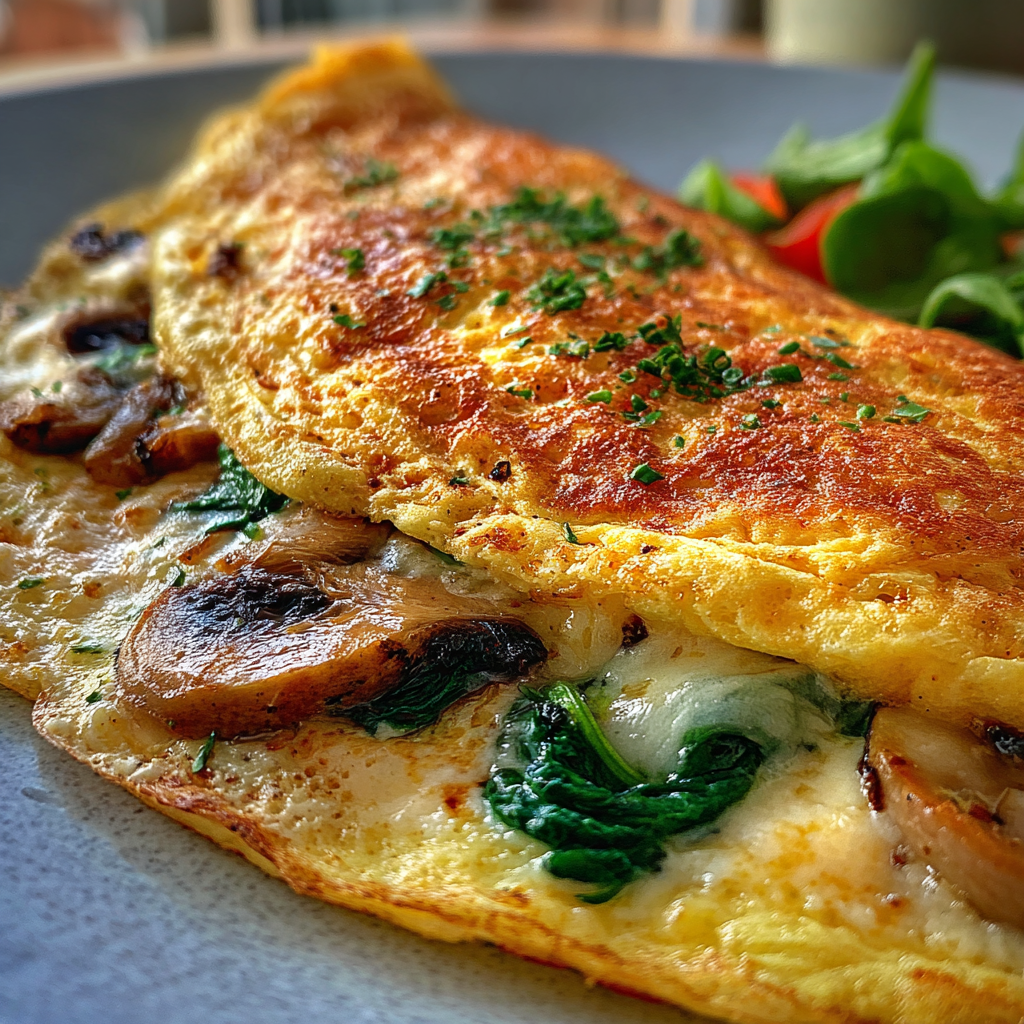 Spinach Mushroom & Cheese Omelette