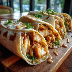 Peanut Sauce Chicken Wraps