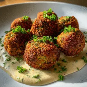 Crispy Chickpea Falafel with Tahini Sauce