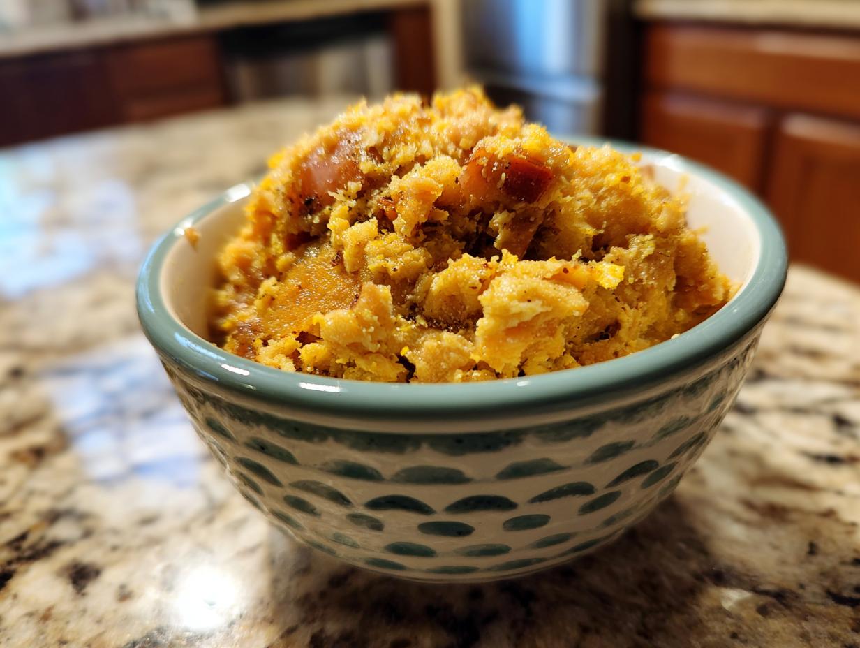 A bowl filled with a homemade Raw Protein Cat Meal, ready to serve.