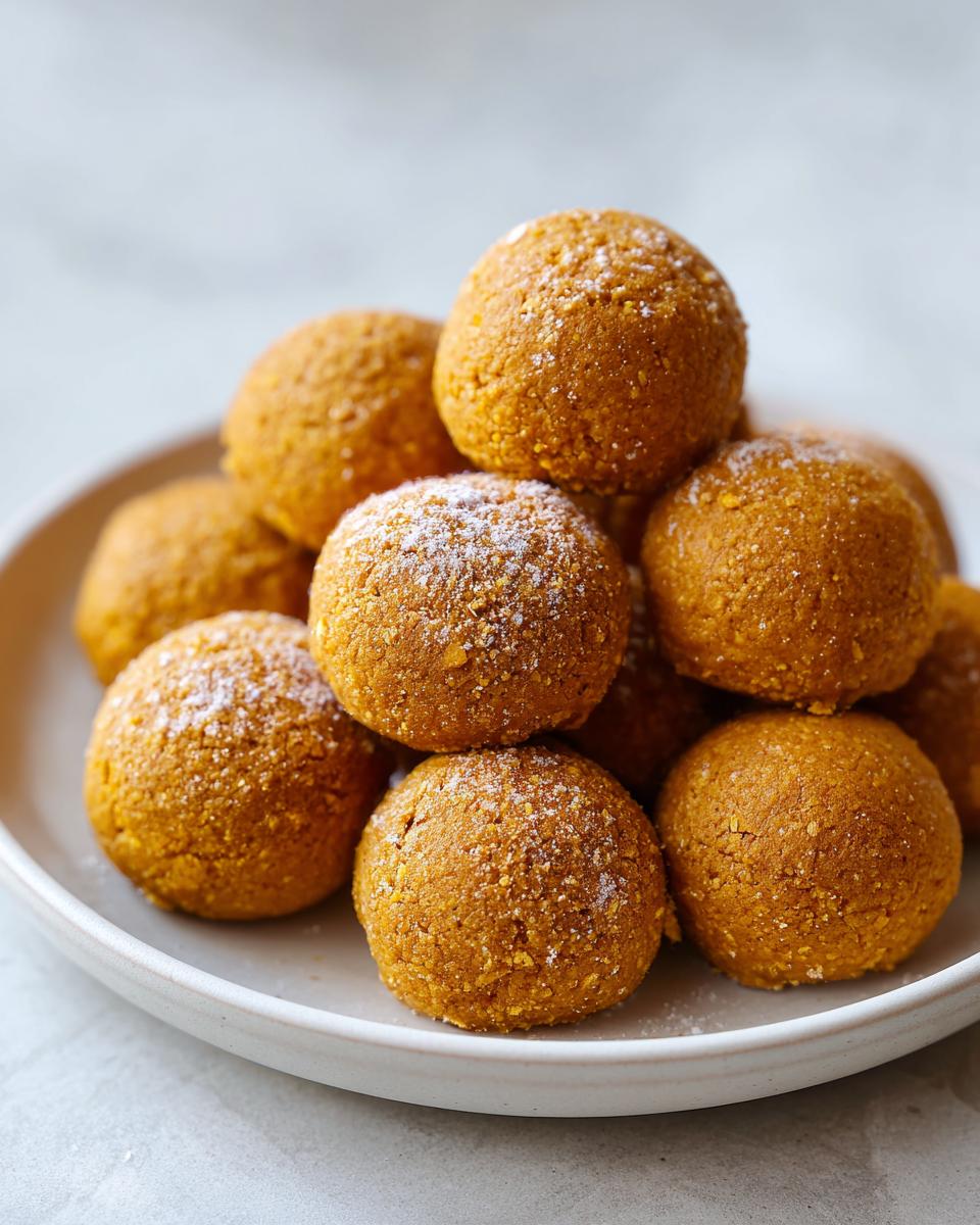 Close-up of a pile of homemade Soft Pumpkin Cat Treats on a white plate.