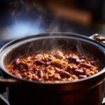 Close-up of a pot of steaming chili, perfect for One-Pot & Slow Cooker Wonders.