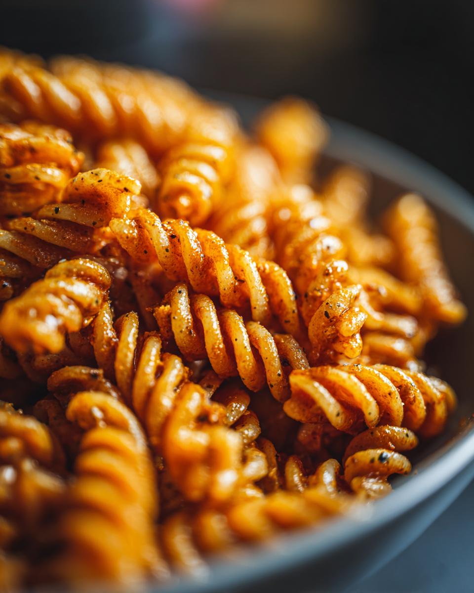 Close-up of cooked fusilli pasta, ready to be used in a delicious how do you make pasta salad recipe.
